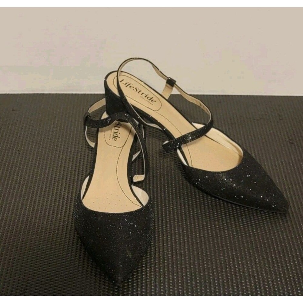 Lifestride Women's Minimalist Slingback Pumps Slip On Black Size 8